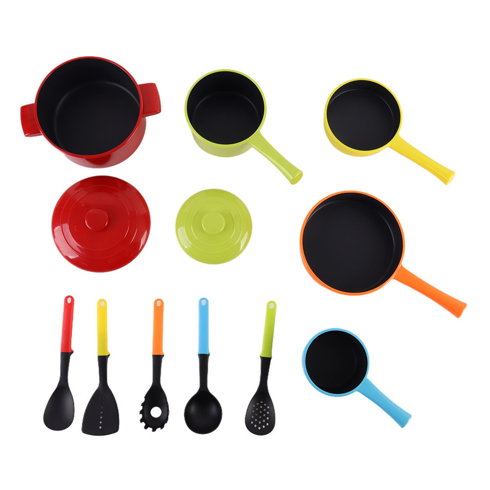 Set vase pentru bucătărie de joacă Leziter, 10 piese, copii 3+ ani
