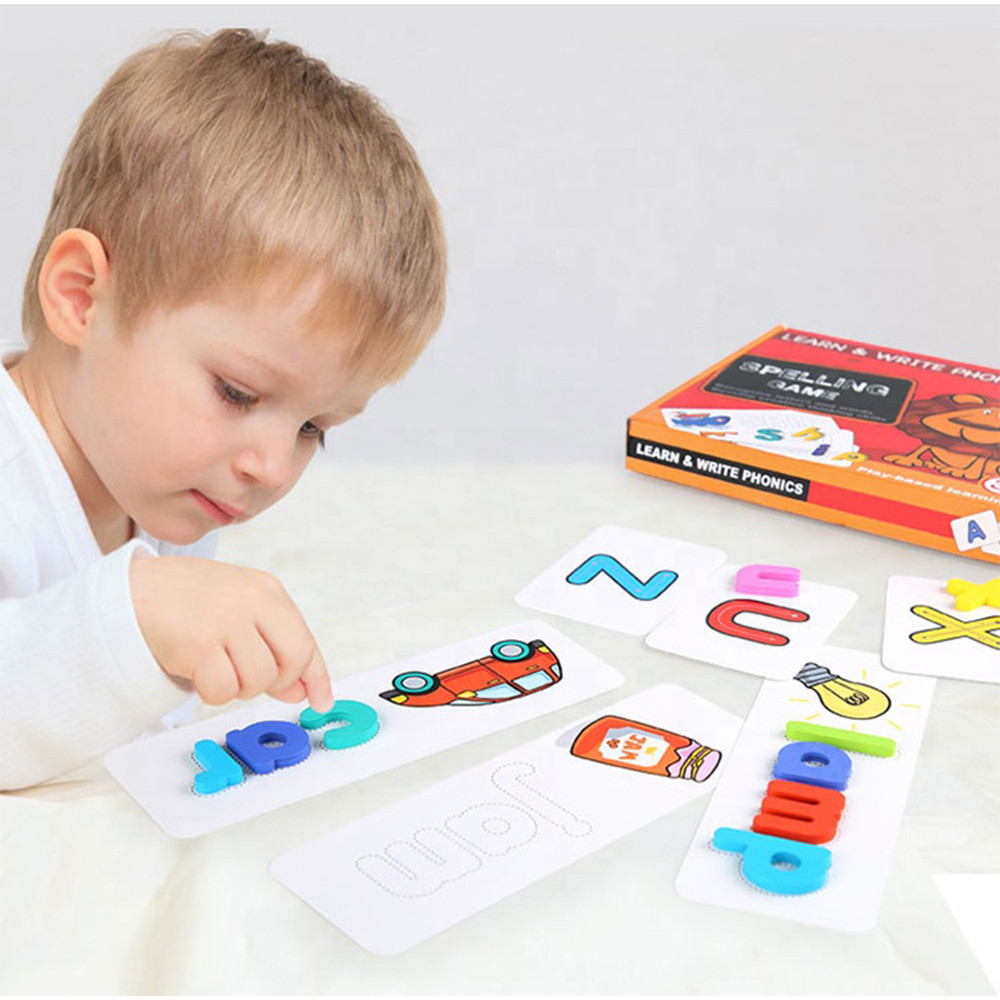 Joc educațional din lemn Leziter cu alfabet și imagini în limba engleză