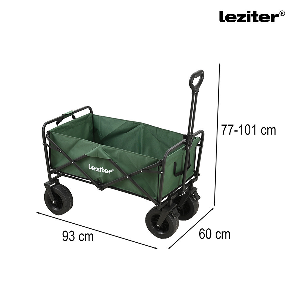 Cărucior de plajă pliabil Leziter premium, 100 kg, verde