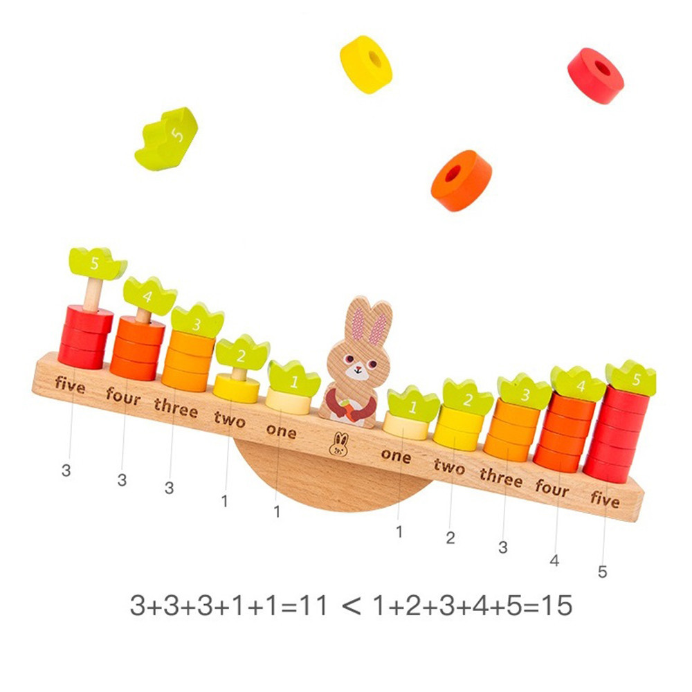 Jucarie educativa din lemn Leziter Iepuras pentru numarare si echilibru