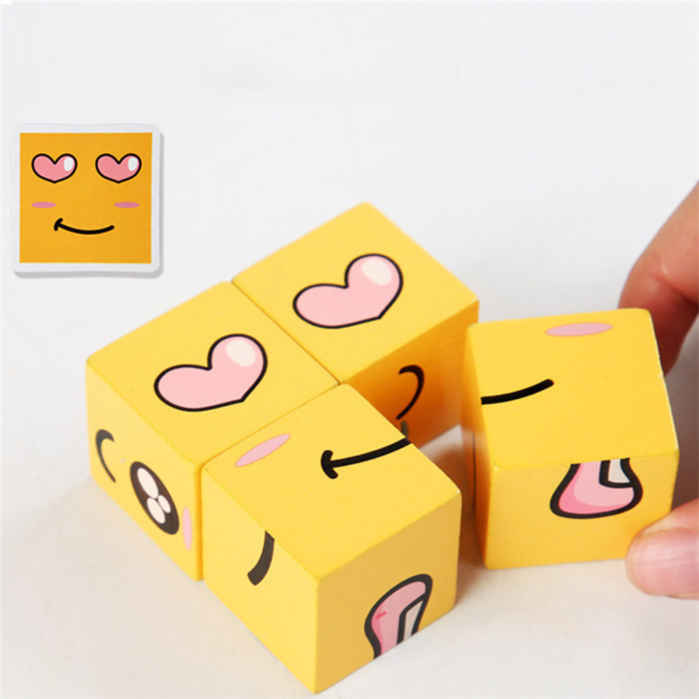 Puzzle 3D din lemn pentru exprimarea emoțiilor, copii 3+ Leziter
