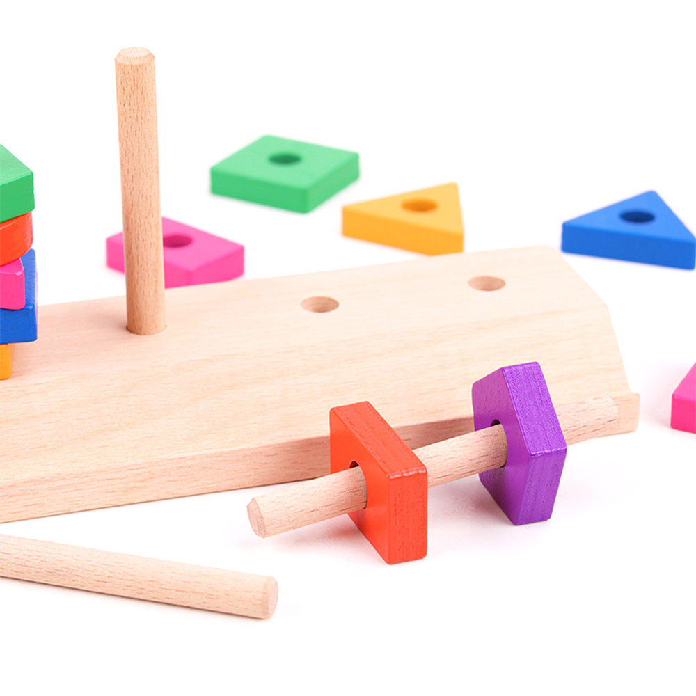 Leziter jucărie Montessori din lemn pentru sortare forme și culori