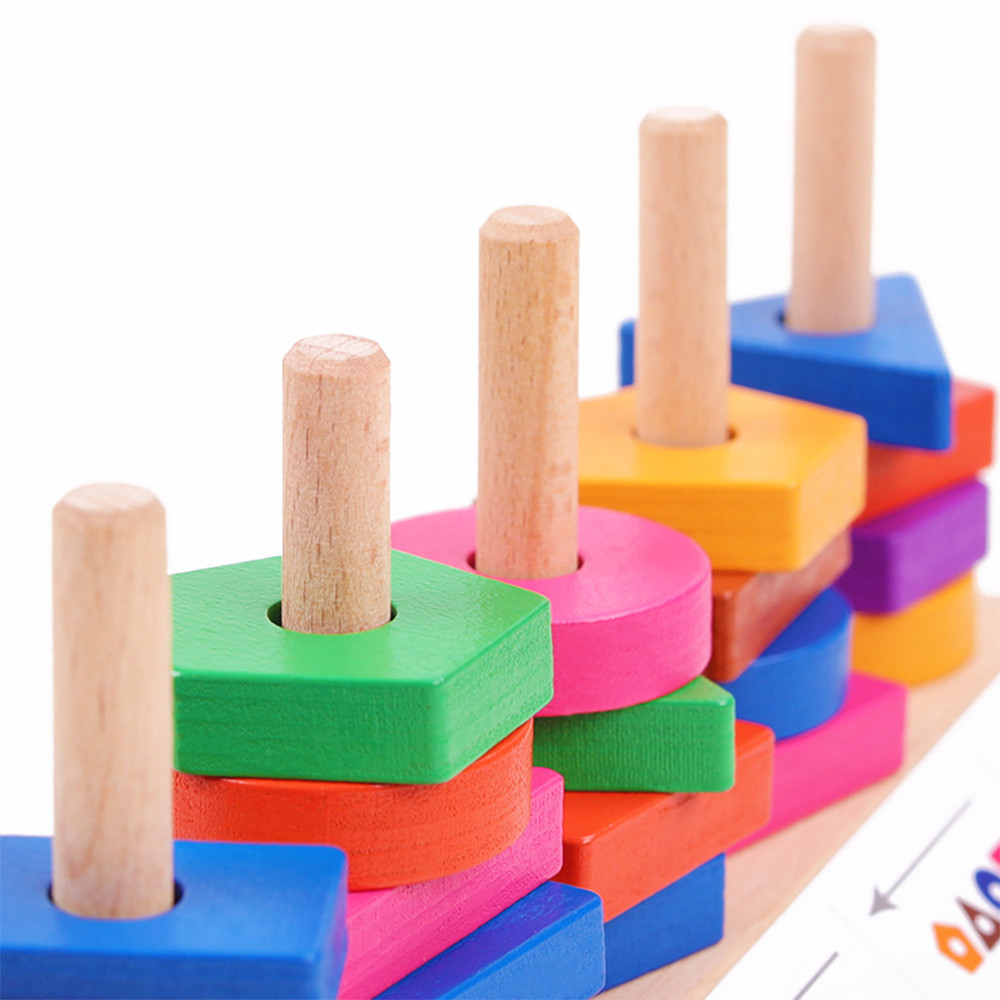 Leziter jucărie Montessori din lemn pentru sortare forme și culori