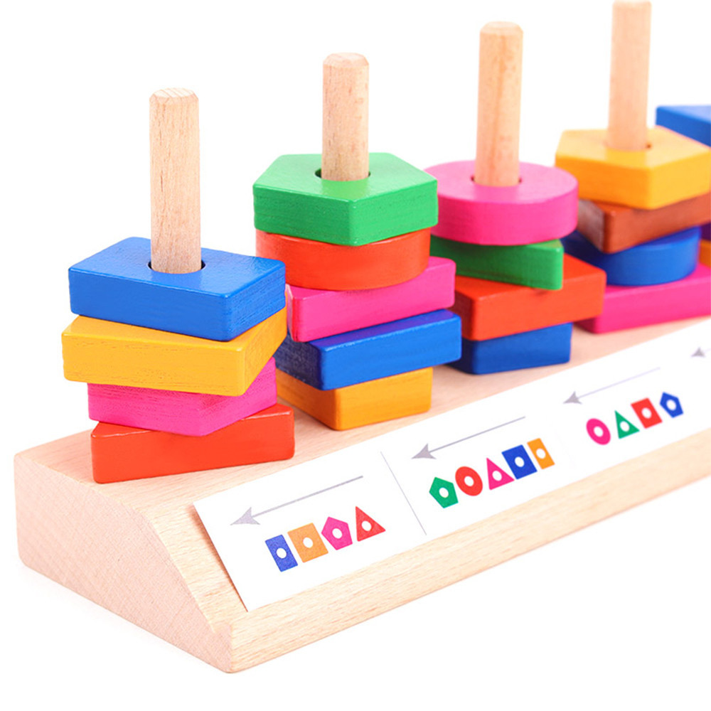 Leziter jucărie Montessori din lemn pentru sortare forme și culori