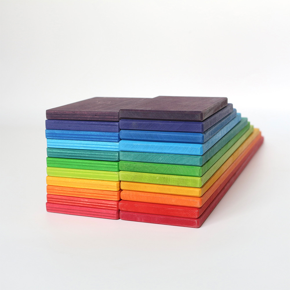 Jucărie Montessori curcubeu din lemn Leziter, 10 plăci de construcție