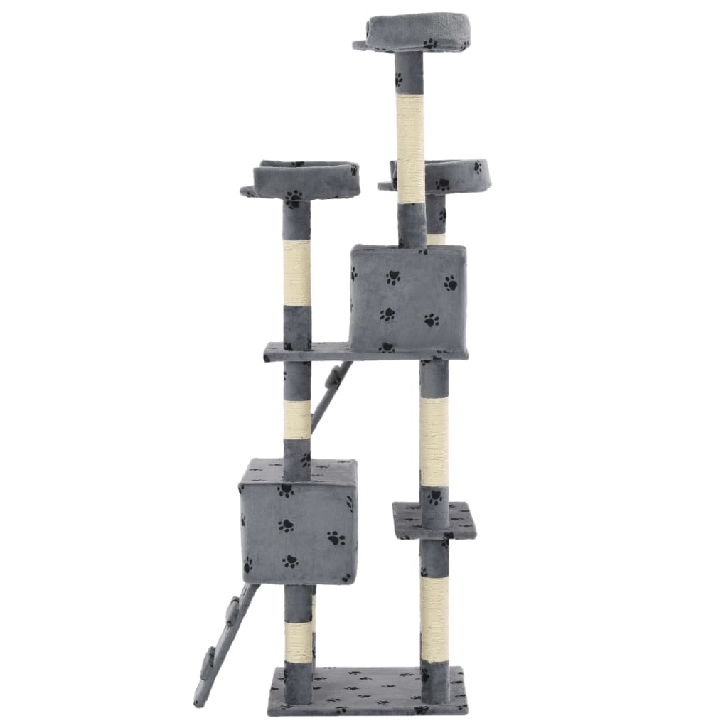 Ansamblu pisici cu funie de sisal, 170 cm, imprimeu lăbuțe, gri GartenMobel Dekor