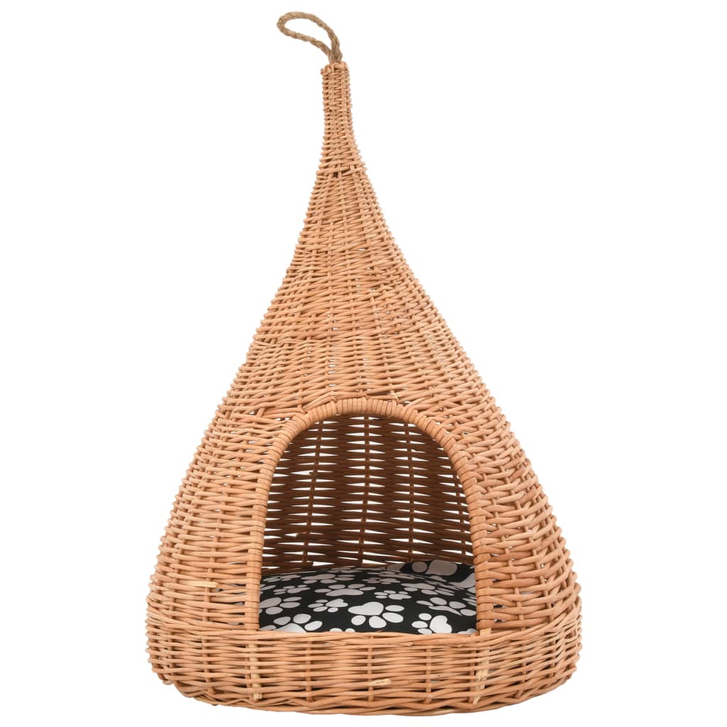 Casă pentru pisici cu pernă, 40x60 cm, salcie naturală, teepee GartenMobel Dekor