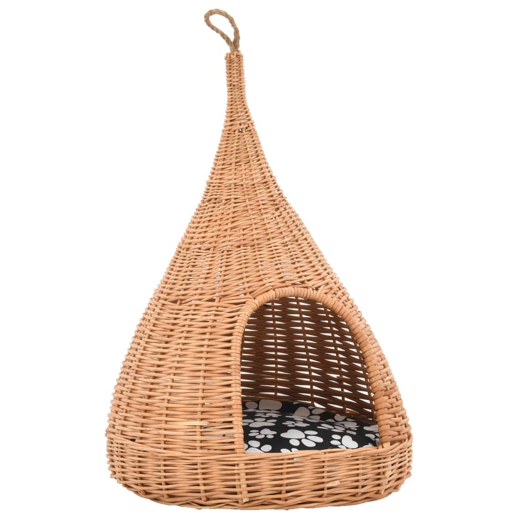 Casă pentru pisici cu pernă, 40x60 cm, salcie naturală, teepee GartenMobel Dekor