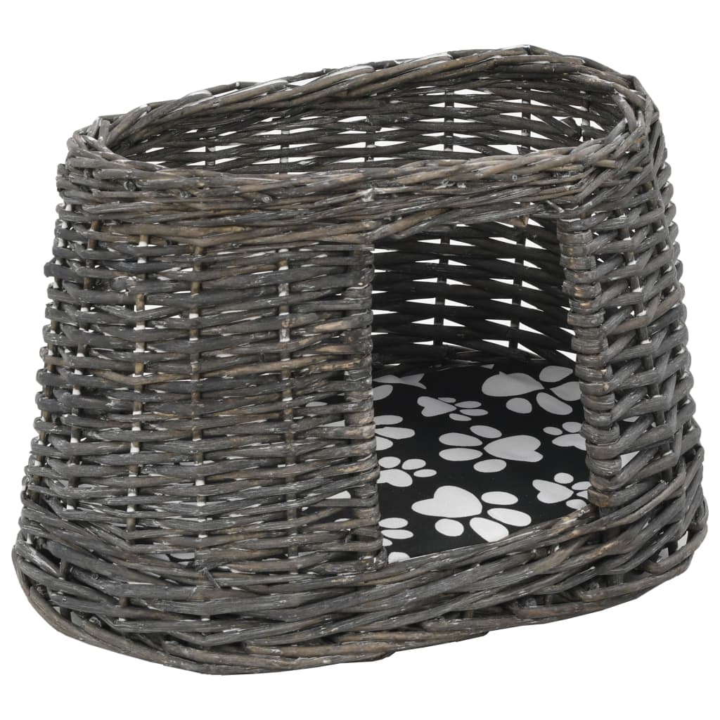 Set coșuri pisici, perne, 3 piese, gri, 47x34x60 cm, răchită GartenMobel Dekor