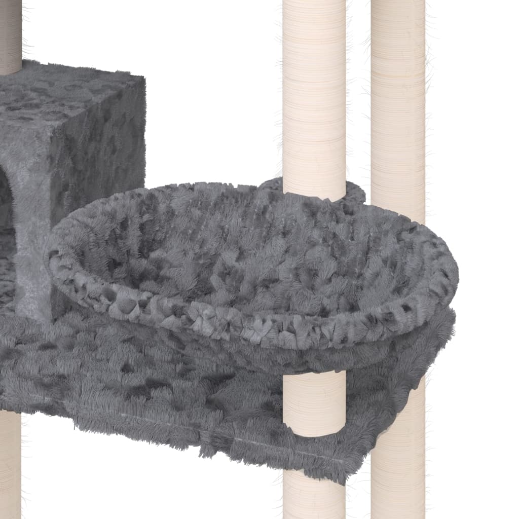 Ansamblu de pisici, stâlpi din funie sisal, gri închis, 131 cm GartenMobel Dekor