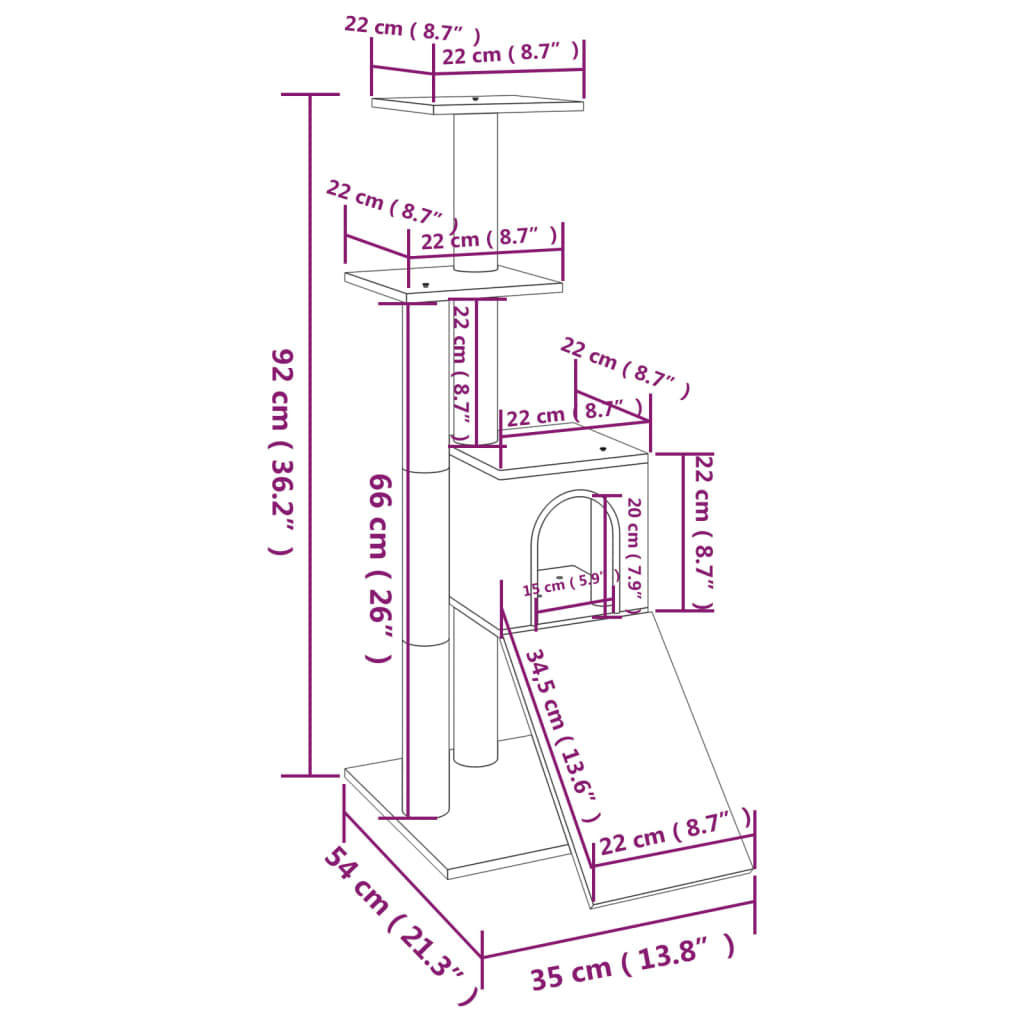 Ansamblu pisici, stâlpi din funie sisal, gri deschis, 92 cm GartenMobel Dekor
