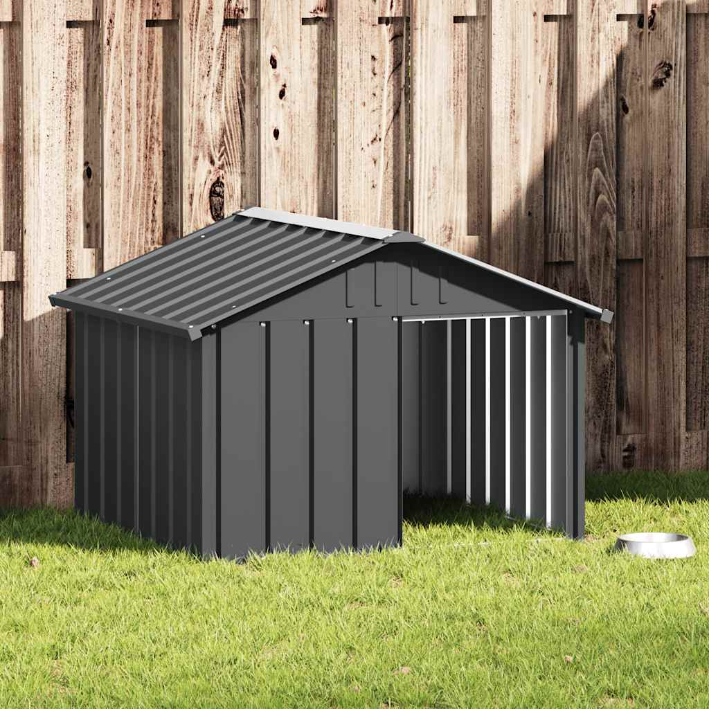 Casă pentru câini antracit 116,5x103x81,5 cm oțel galvanizat GartenMobel Dekor