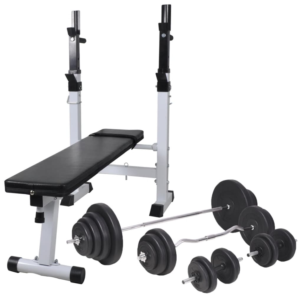 Bancă fitness cu rastel greutăți, set haltere/gantere, 120 kg GartenMobel Dekor