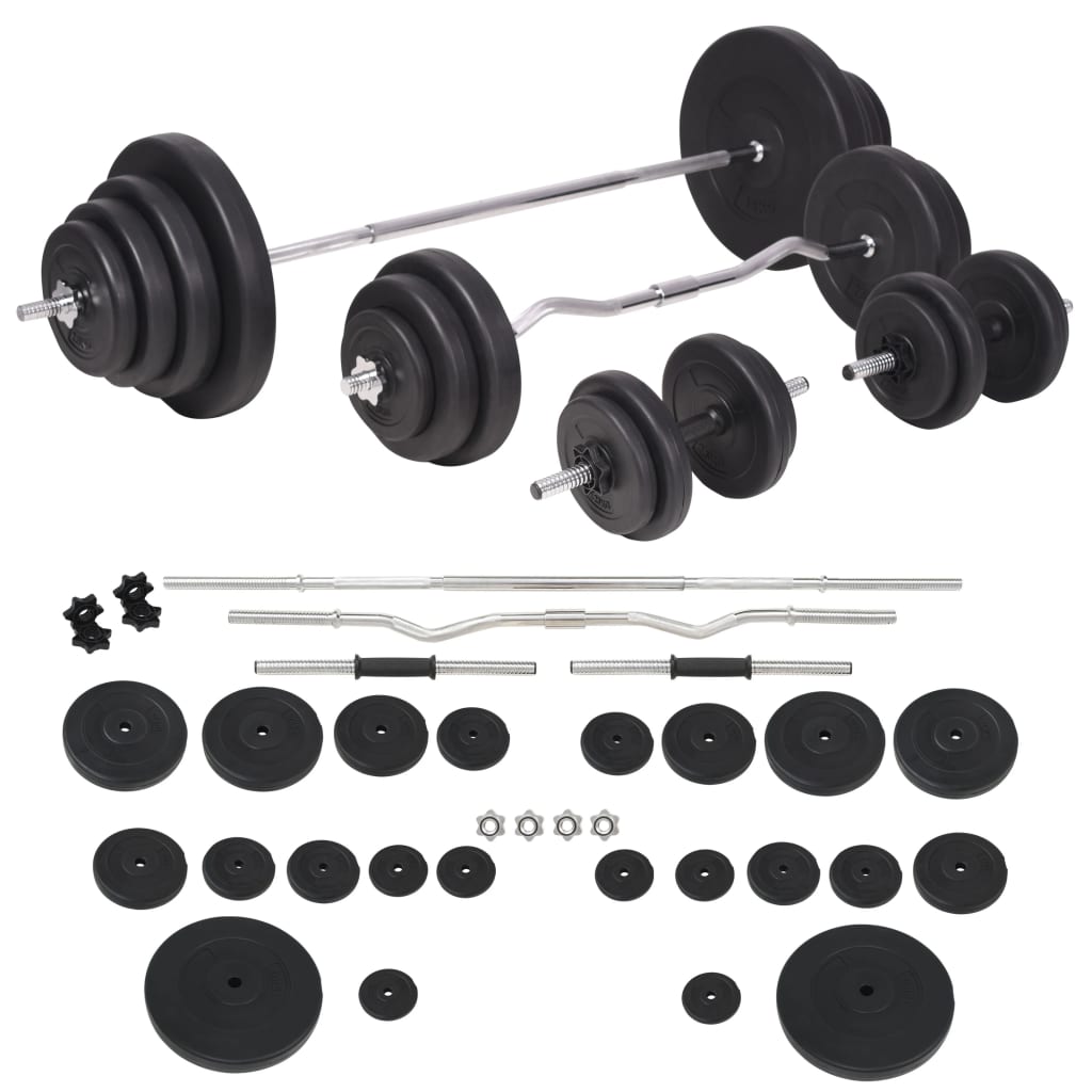 Bancă fitness cu rastel greutăți, set haltere/gantere, 120 kg GartenMobel Dekor