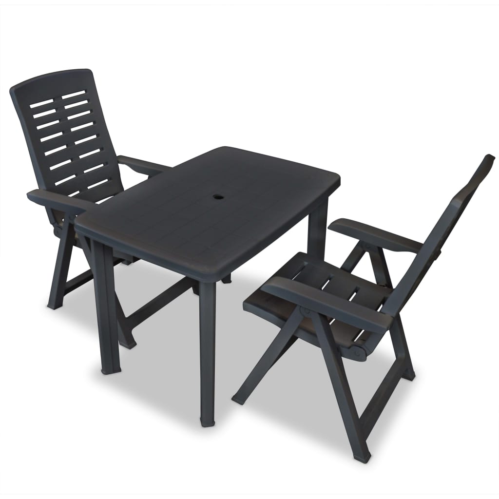 Set mobilier bistro, 3 piese, antracit, plastic GartenMobel Dekor