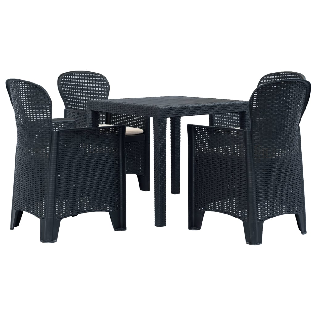 Set mobilier exterior, 5 piese, antracit, plastic, aspect ratan GartenMobel Dekor