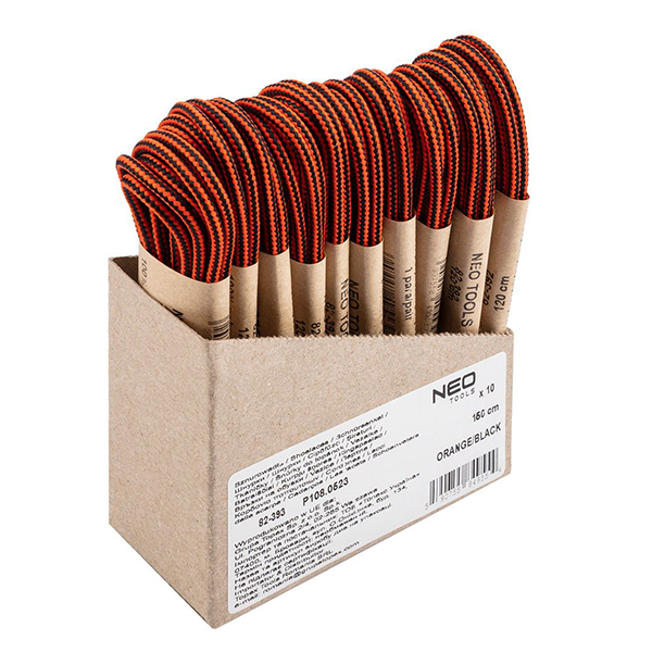 Sireturi pentru incaltaminte de lucru 150cm portocaliu-negru NEO TOOLS 82-393 HardWork ToolsRange