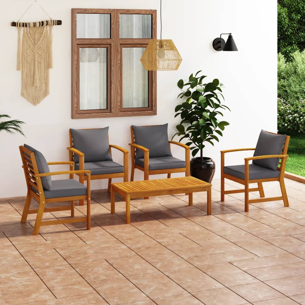 Set mobilier de grădină cu perne, 5 piese, lemn masiv acacia GartenMobel Dekor
