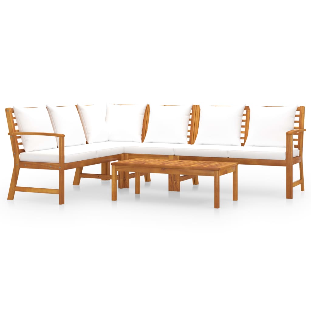 Set mobilier de grădină cu perne crem, 5 piese, lemn de acacia GartenMobel Dekor