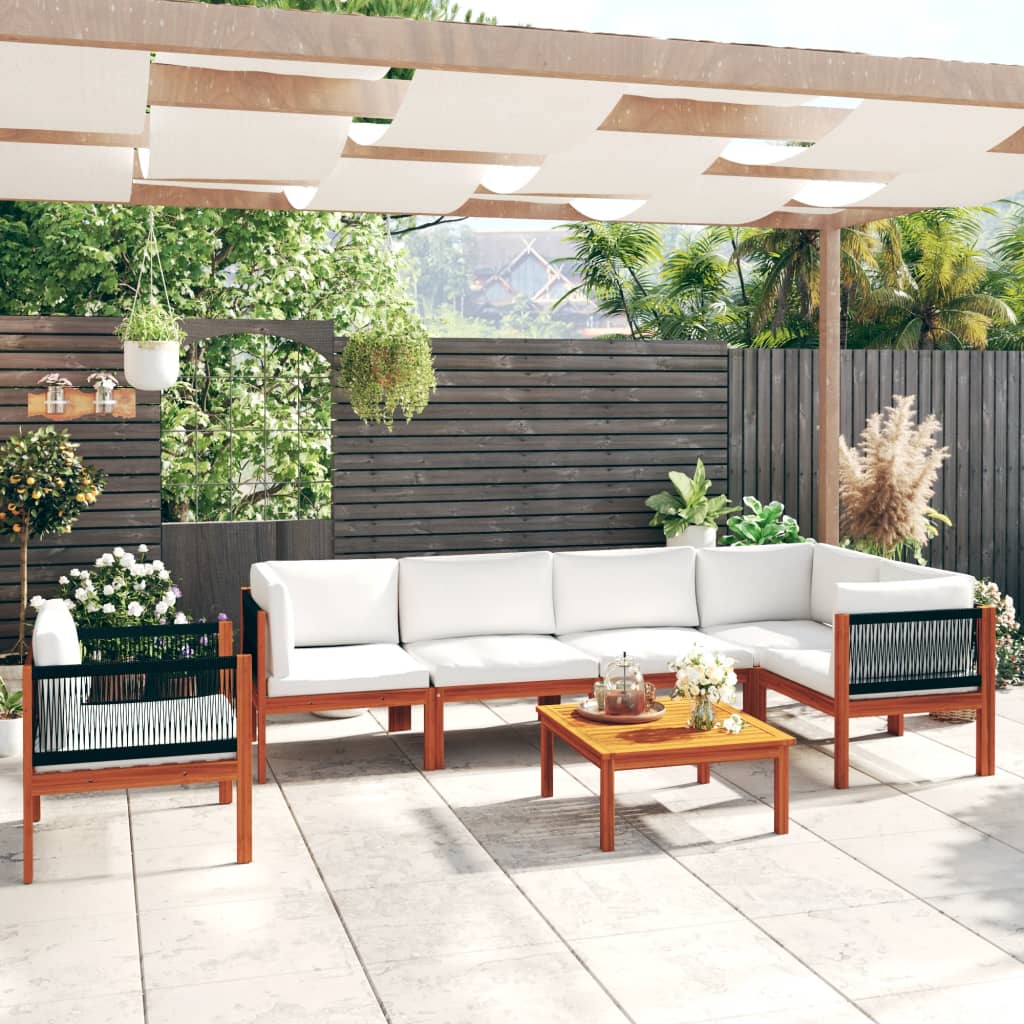 Set fotoliu de grădină cu 7 piese și perne, crem, 63x63 cm GartenMobel Dekor