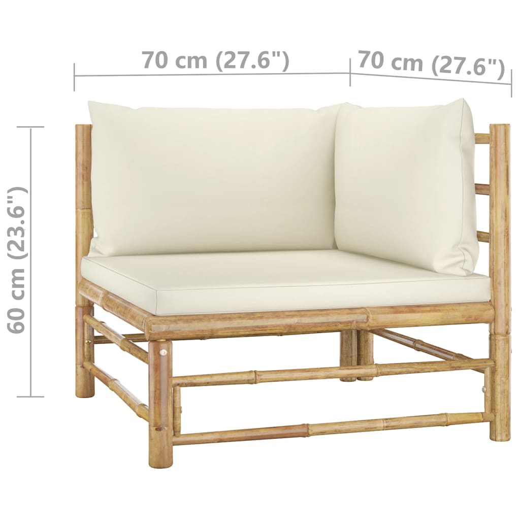 Set mobilier de grădină cu perne alb crem, 2 piese, bambus GartenMobel Dekor