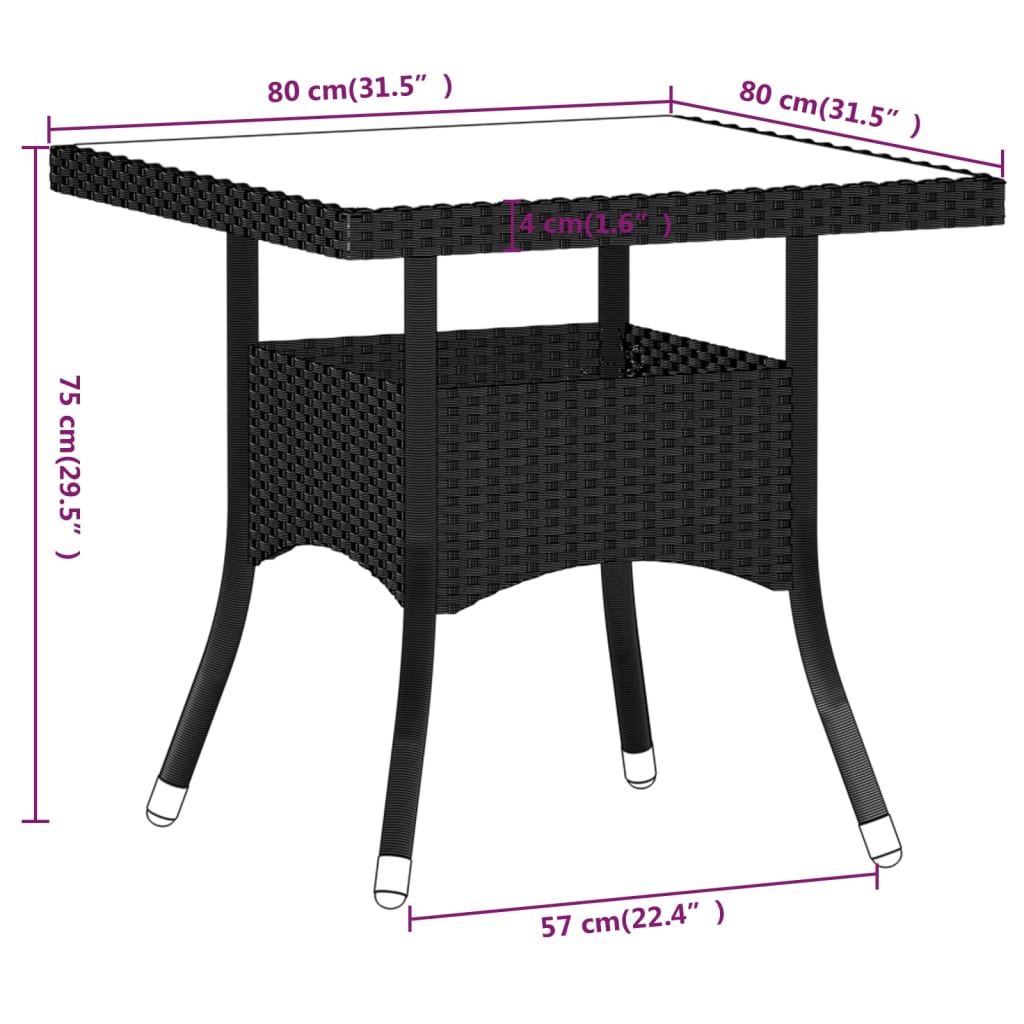 Set mobilier grădină, 5 piese, negru, poliratan/sticlă tratată GartenMobel Dekor