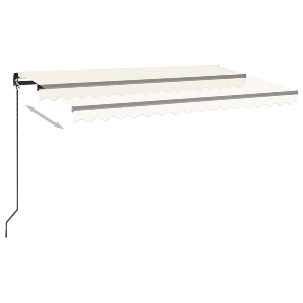 Copertină retractabilă manuală, cu LED, crem, 400x350 cm GartenMobel Dekor