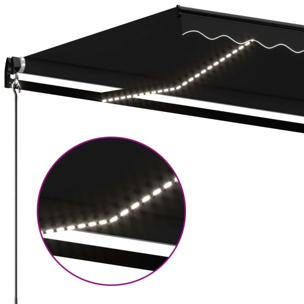 Copertină retractabilă manual cu LED, antracit, 600x350 cm GartenMobel Dekor