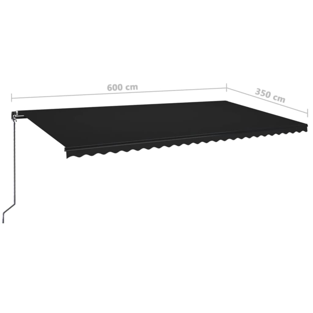 Copertină retractabilă manual cu LED, antracit, 600x350 cm GartenMobel Dekor