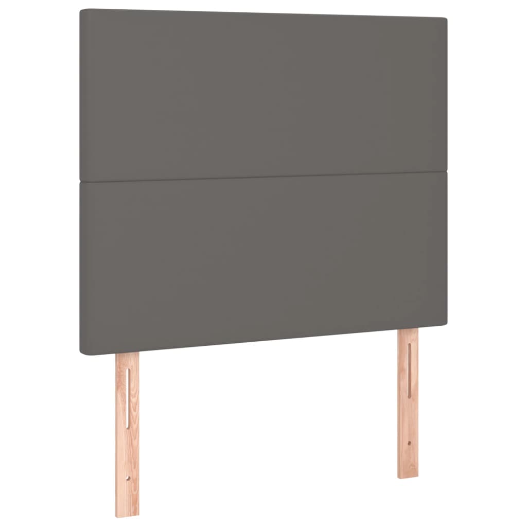 Pat box spring cu saltea, gri, 90x200 cm, piele ecologică GartenMobel Dekor