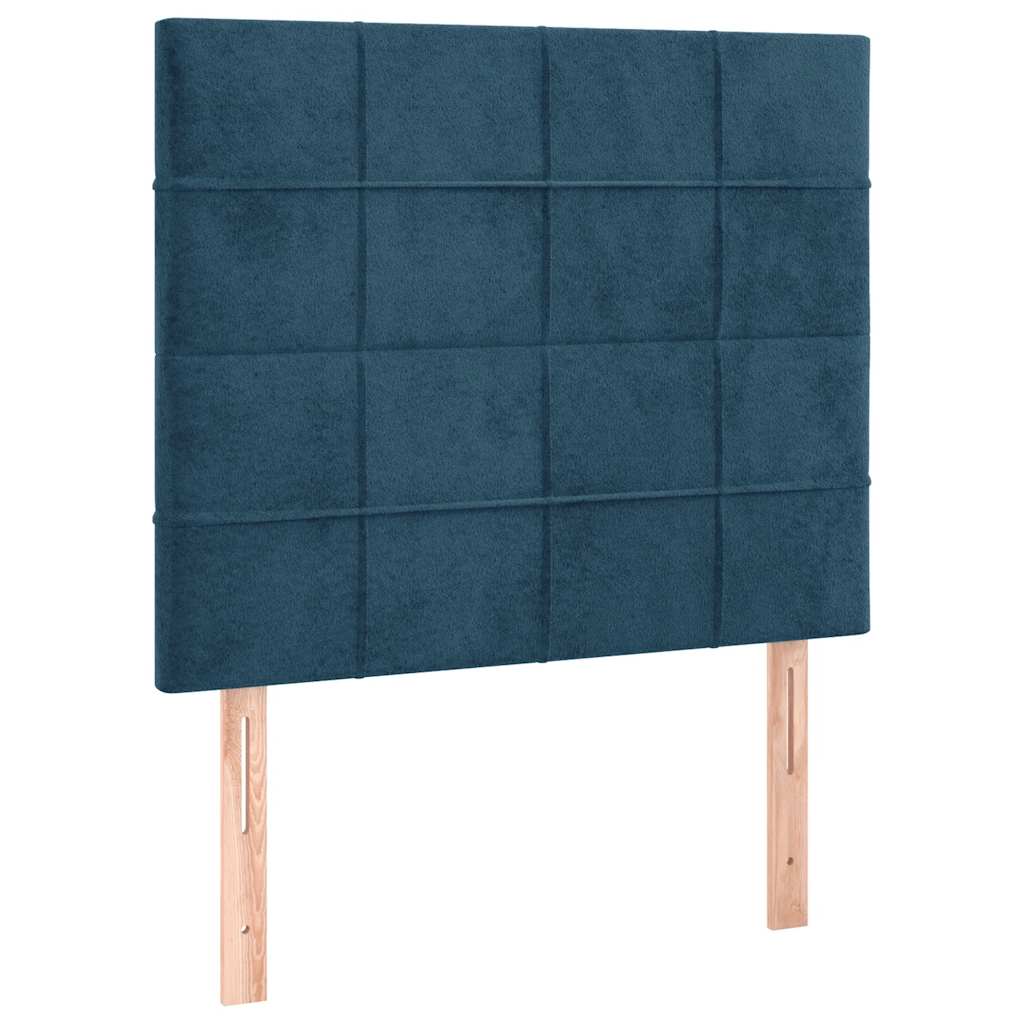 Pat box spring cu saltea, albastru închis, 80x200 cm, catifea GartenMobel Dekor