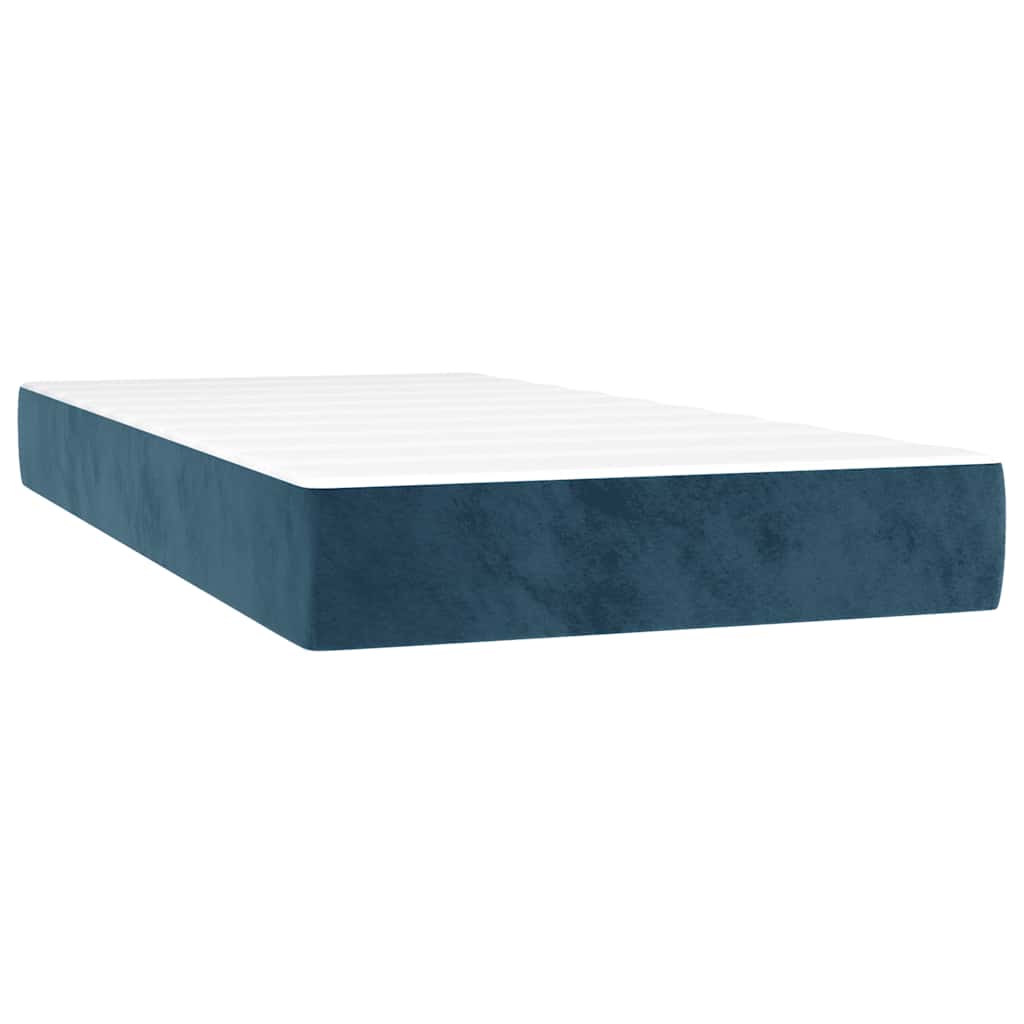 Pat box spring cu saltea, albastru închis, 90x190 cm, catifea GartenMobel Dekor