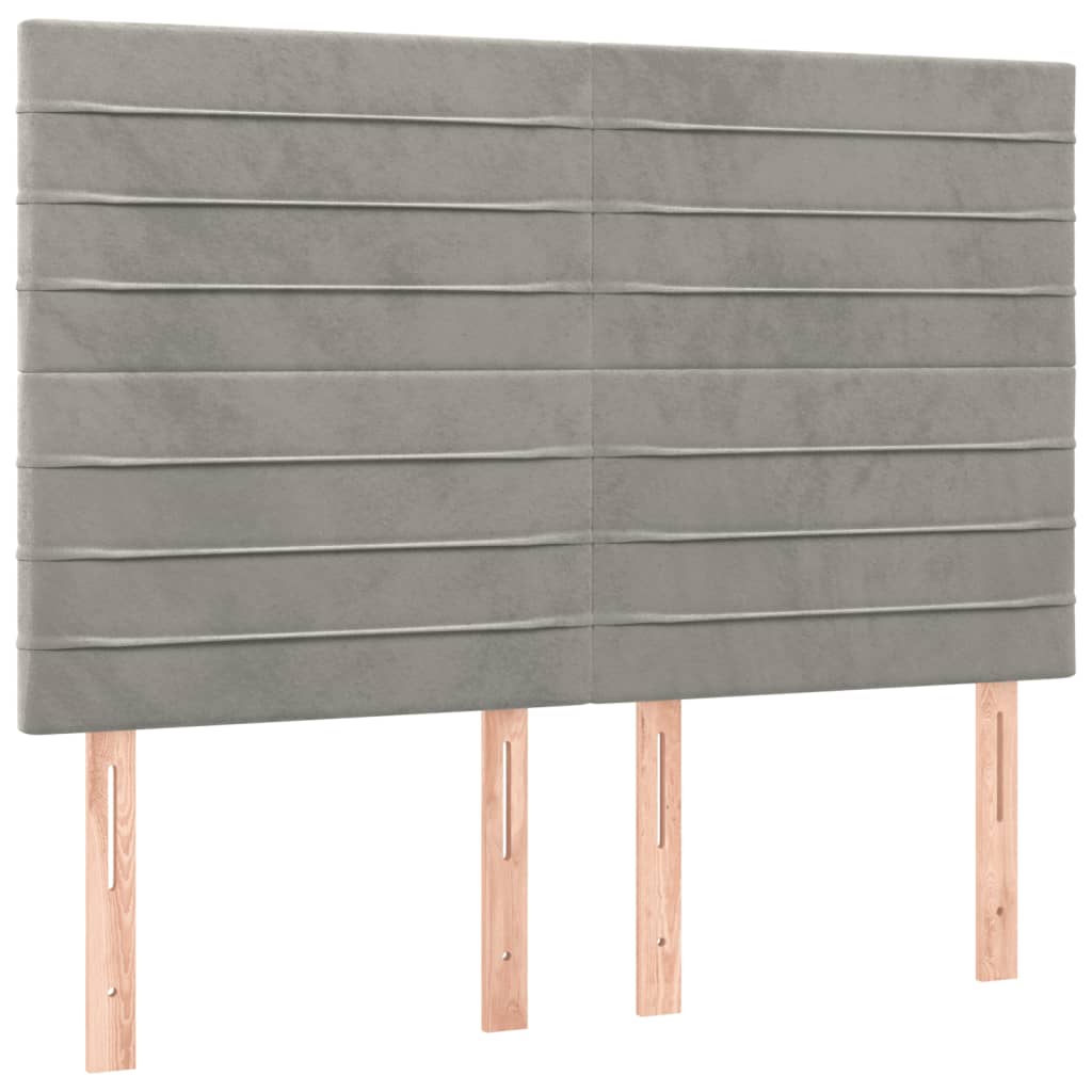 Pat box spring cu saltea, gri deschis, 140x200 cm, catifea GartenMobel Dekor