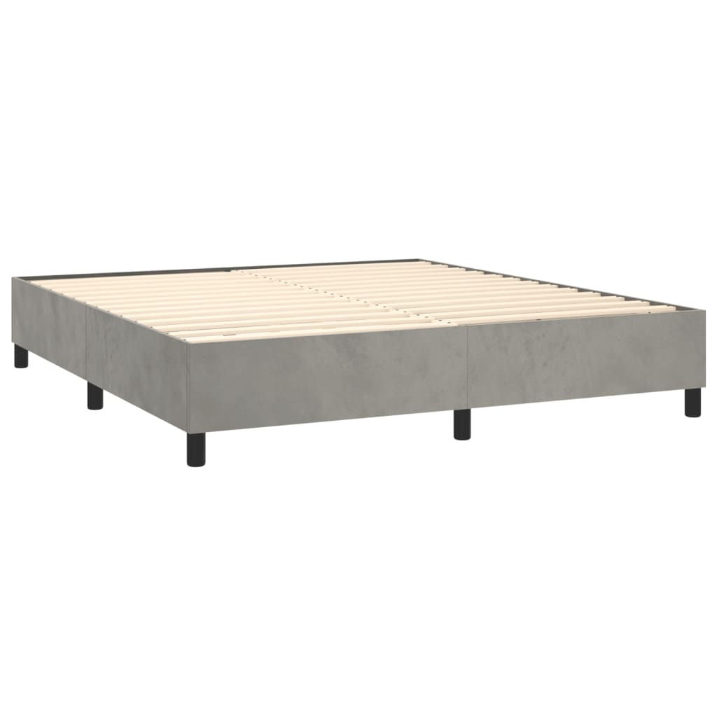 Pat box spring cu saltea, gri deschis, 160x200 cm, catifea GartenMobel Dekor