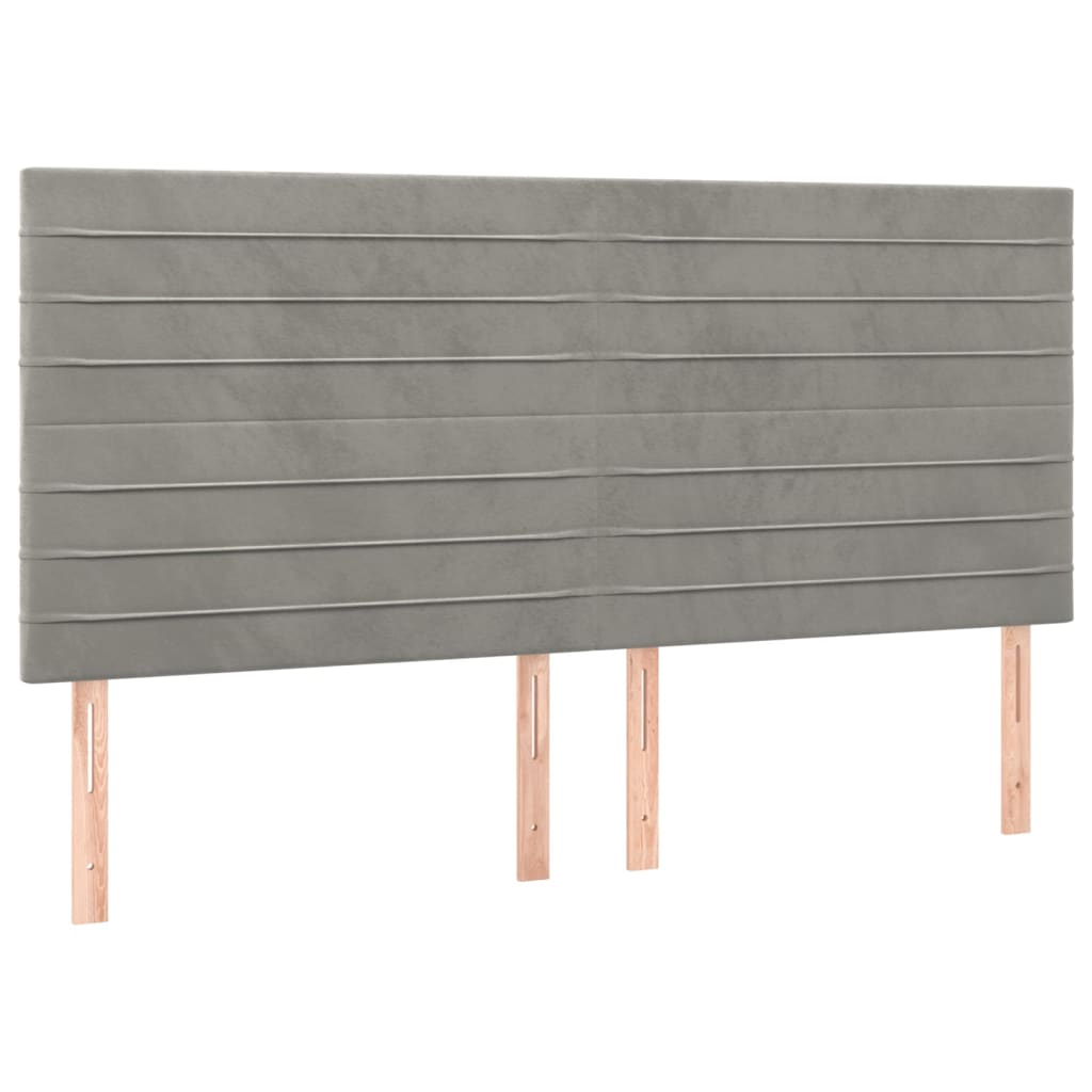 Pat box spring cu saltea, gri deschis, 160x200 cm, catifea GartenMobel Dekor