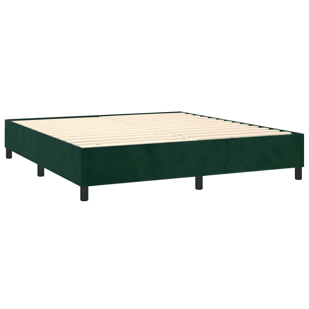 Pat box spring cu saltea, verde închis, 160x200 cm, catifea GartenMobel Dekor