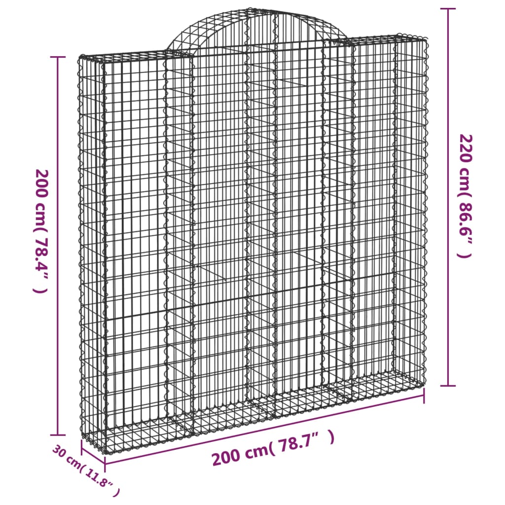 Coșuri gabion arcuite 7 buc. 200x30x200/220 cm fier galvanizat GartenMobel Dekor