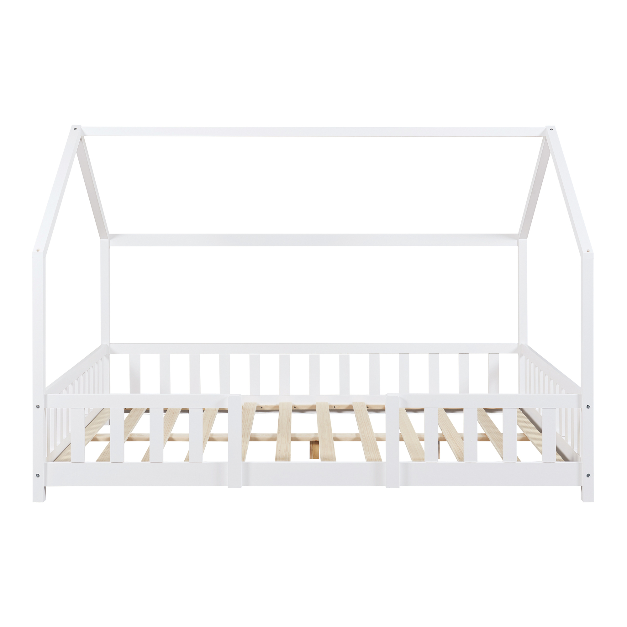 Pat copii tip căsuță Sisimiut 140x200 cm cu saltea, alb