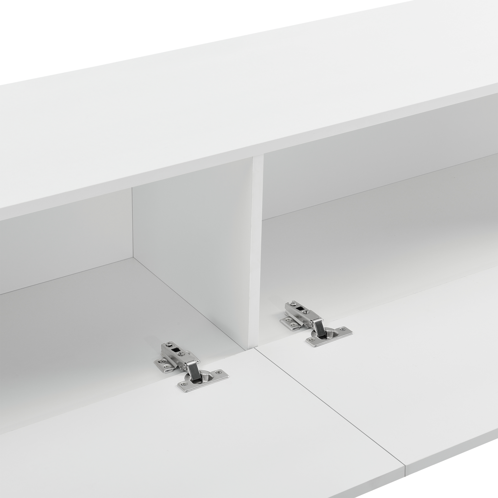 Comodă TV suspendată Evaton 140x33x30 cm, alb lucios, 2 uși