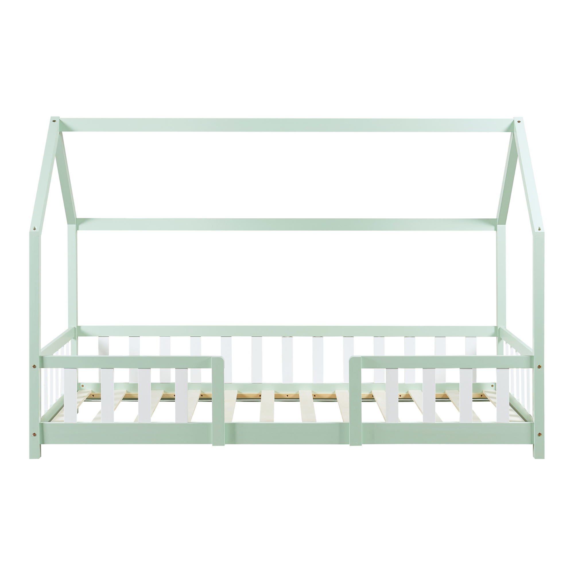 Pat căsuță pentru copii Sisimiut 90x200 cm mentă/alb, din lemn