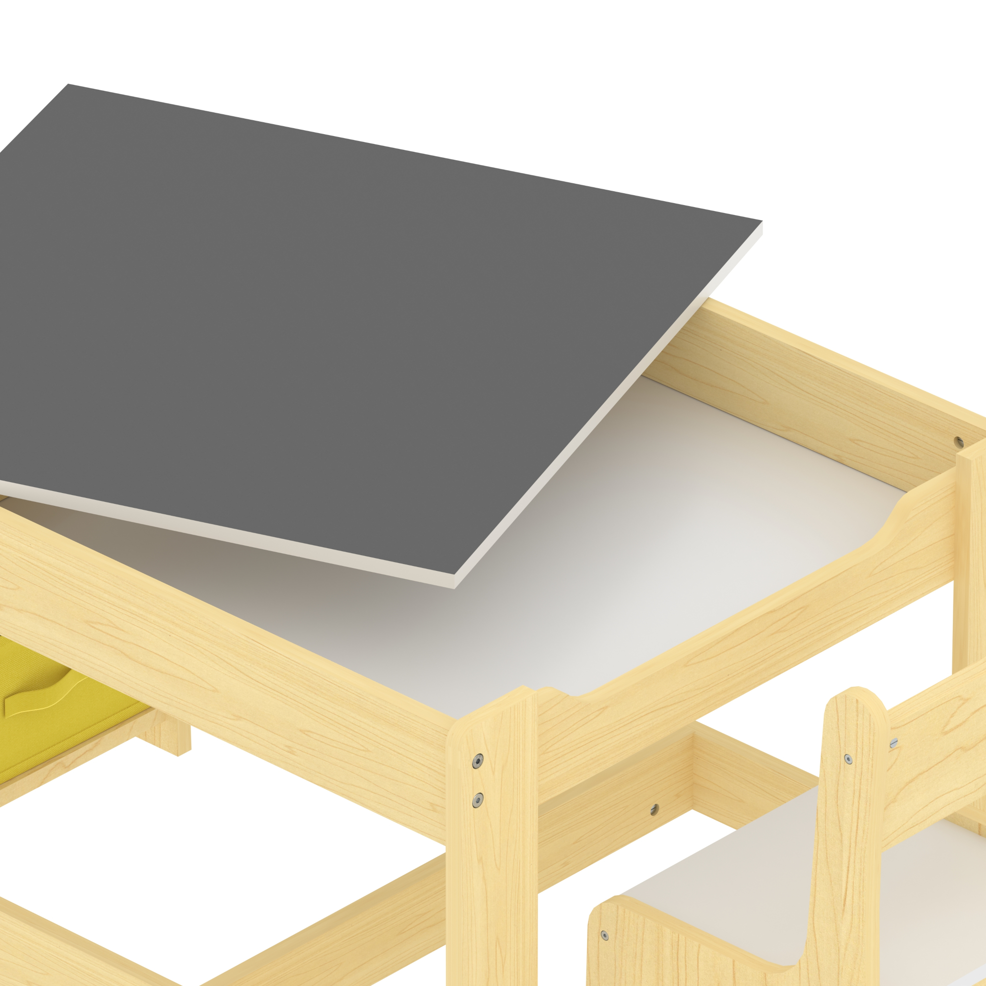 Masă pentru copii cu 2 scaune și cutii de depozitare Irixoa, natur