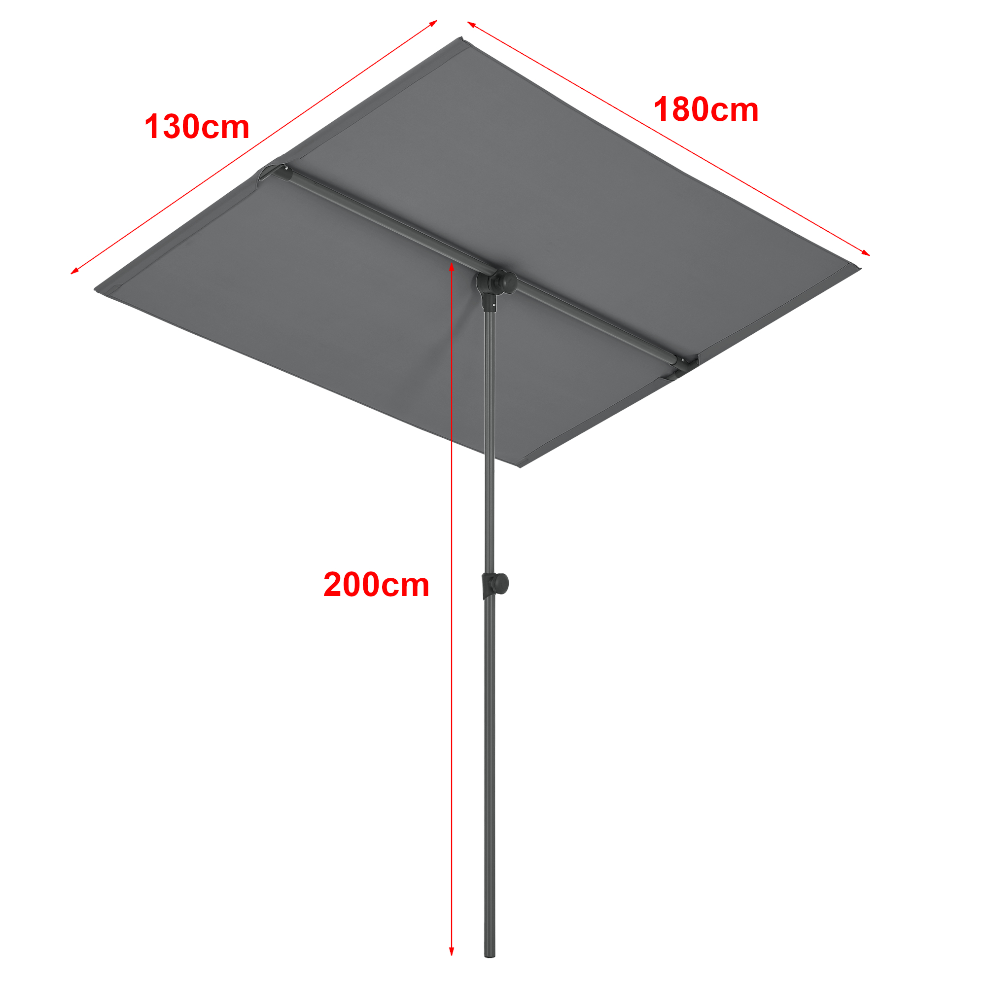 Umbrelă balcon și terasă Carsoli 180x130 cm gri, rotire 360°