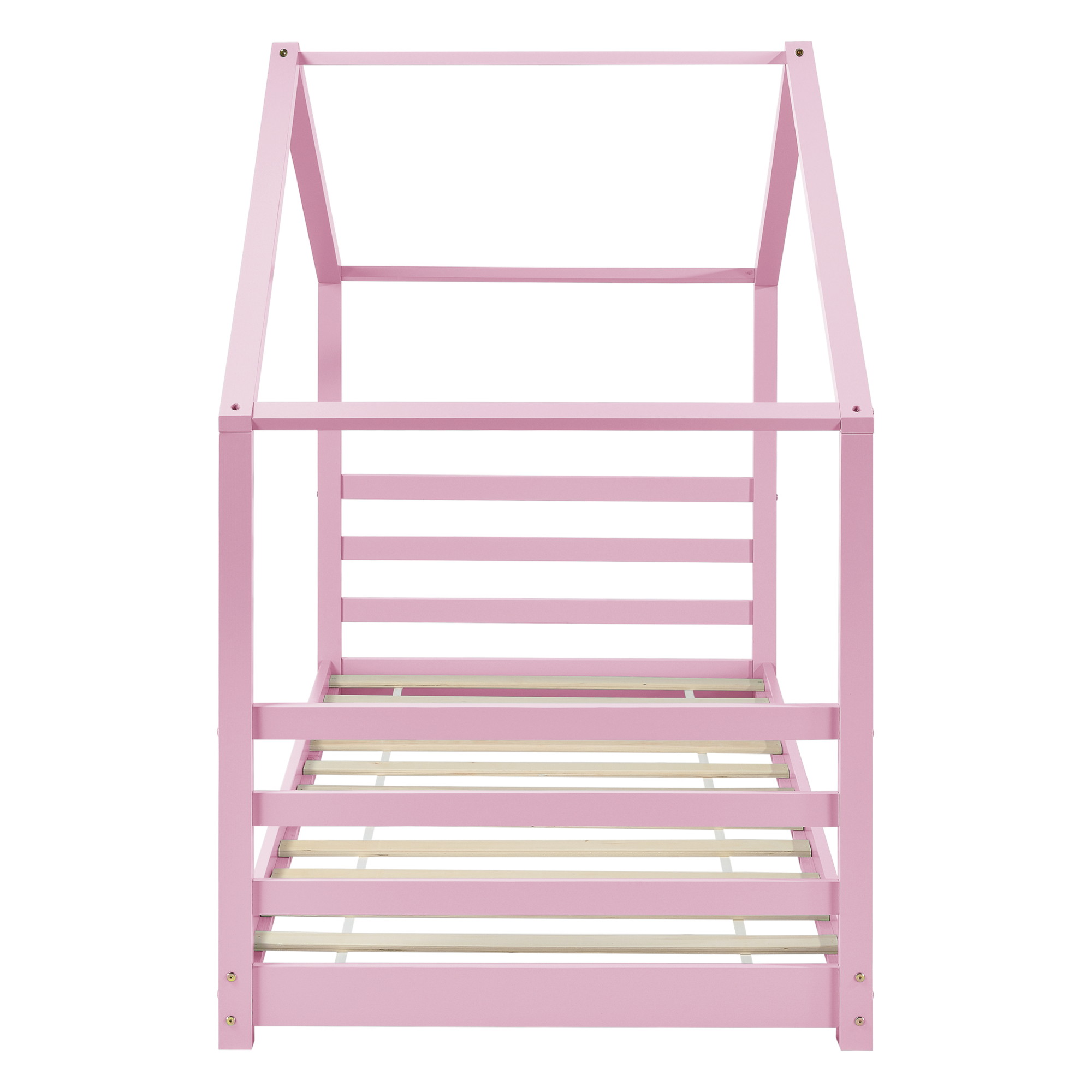 Pat pentru copii tip căsuță Vardø 90x200 cm, roz, din lemn