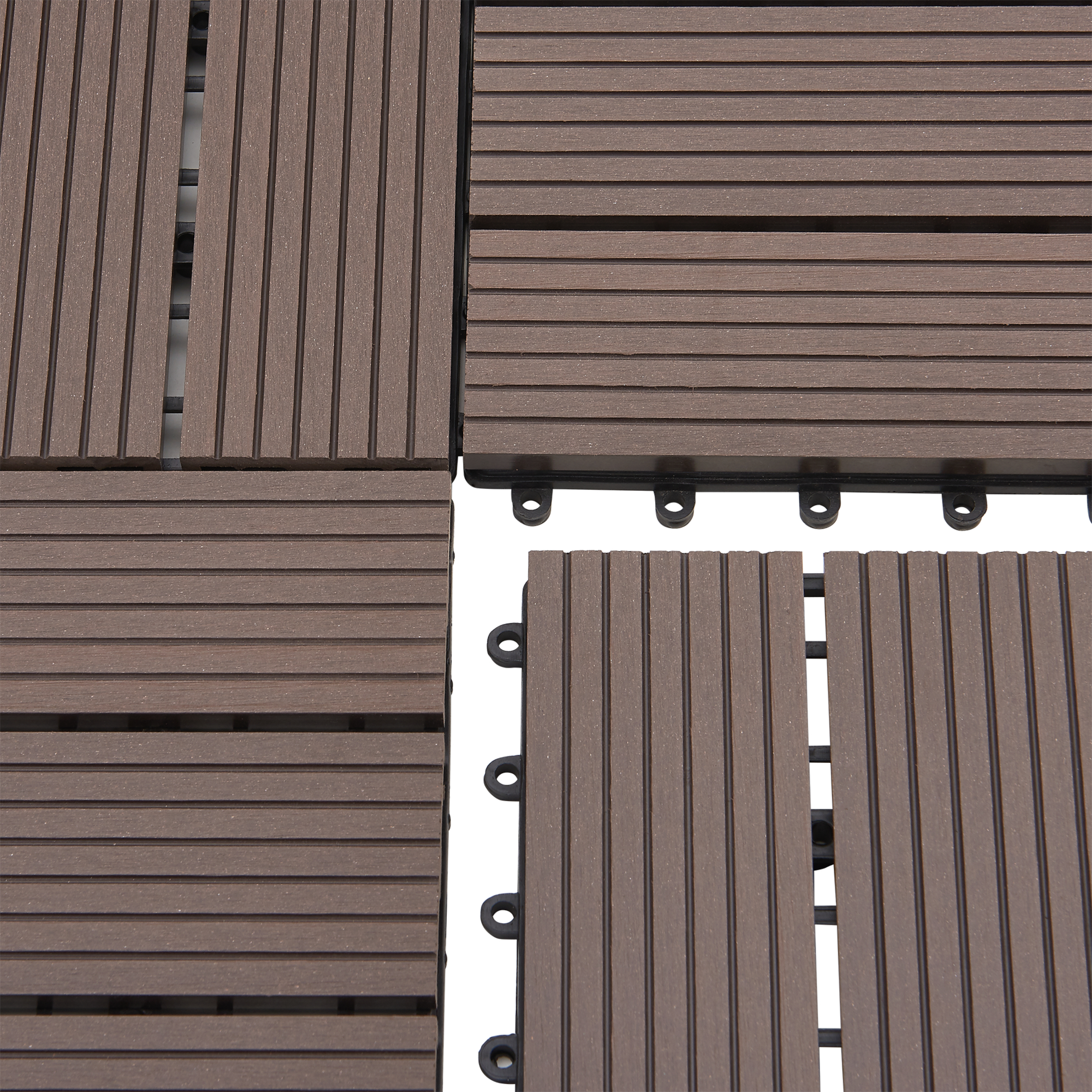 Set 11 plăci pardoseală WPC pentru terasă și balcon, maro închis, 1 m²