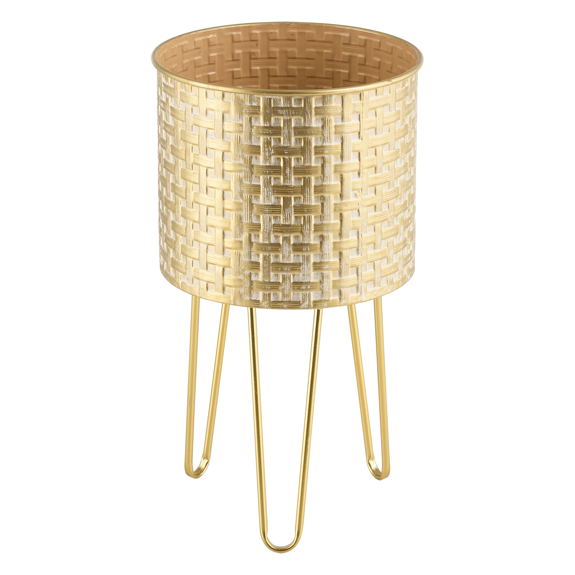 Set 3 suporturi pentru flori Kalmthout din metal auriu, en.casa