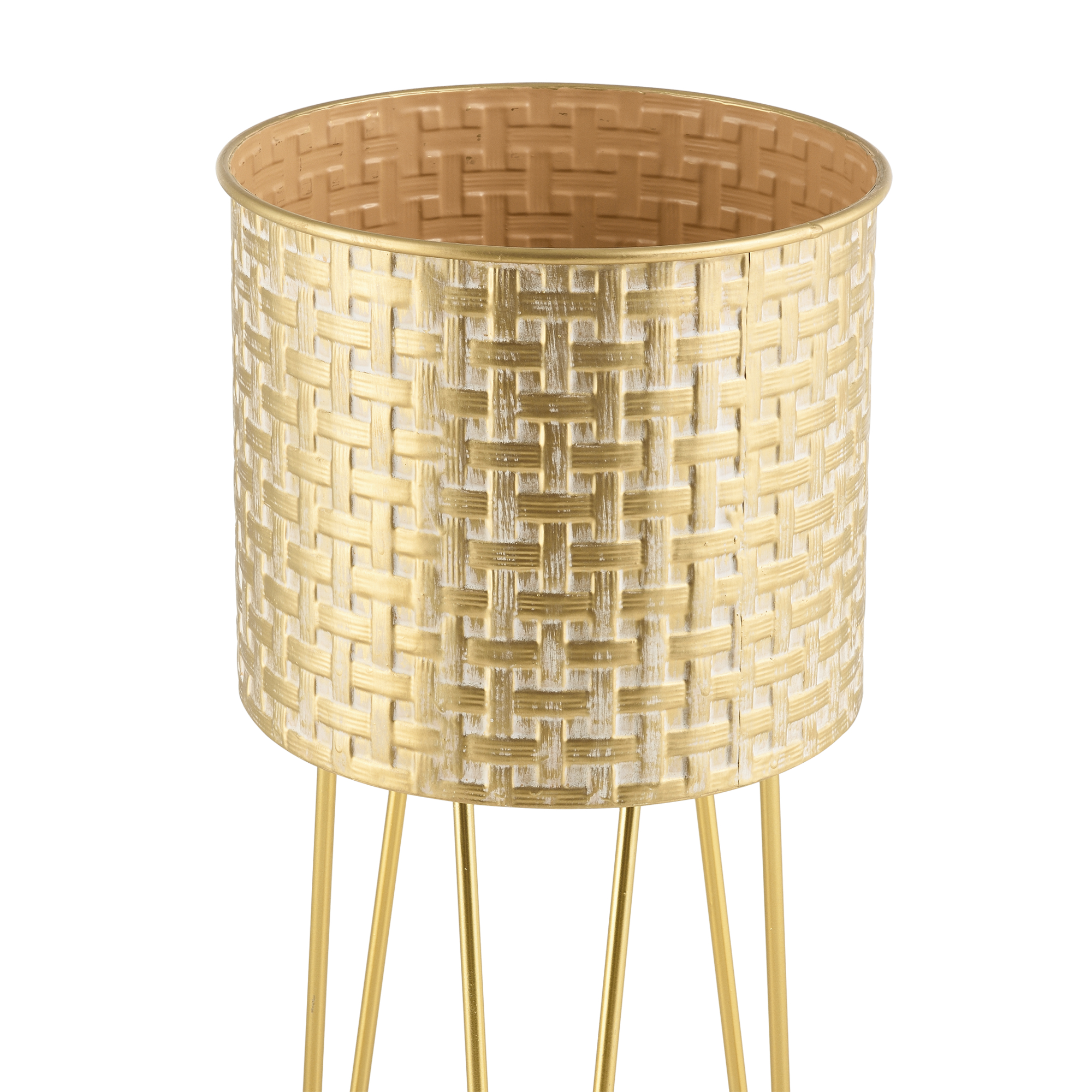 Set 3 suporturi pentru flori Kalmthout din metal auriu, en.casa