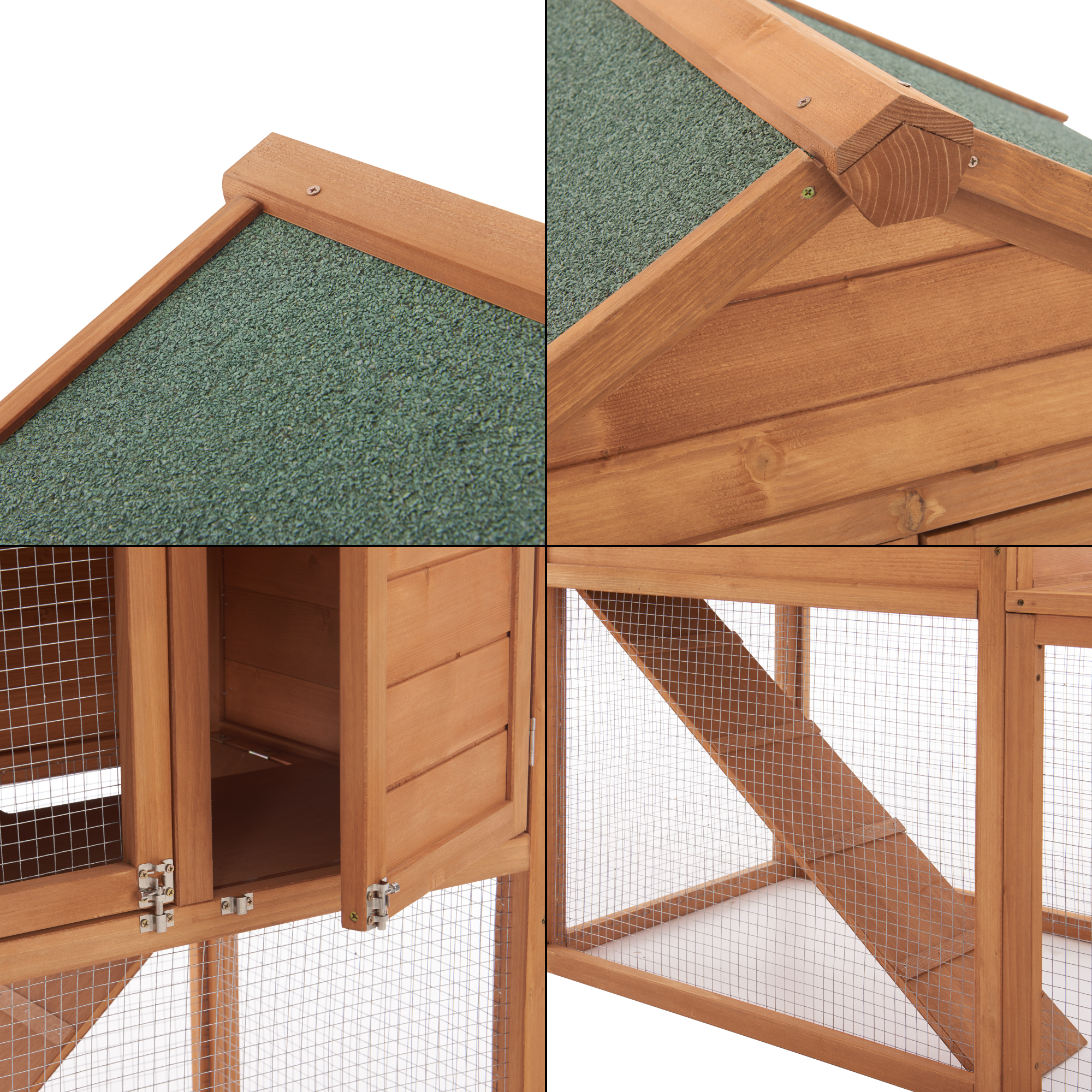 Coteț pentru iepuri Kelkheim cu țarc și rampă, lemn de brad, 160 cm