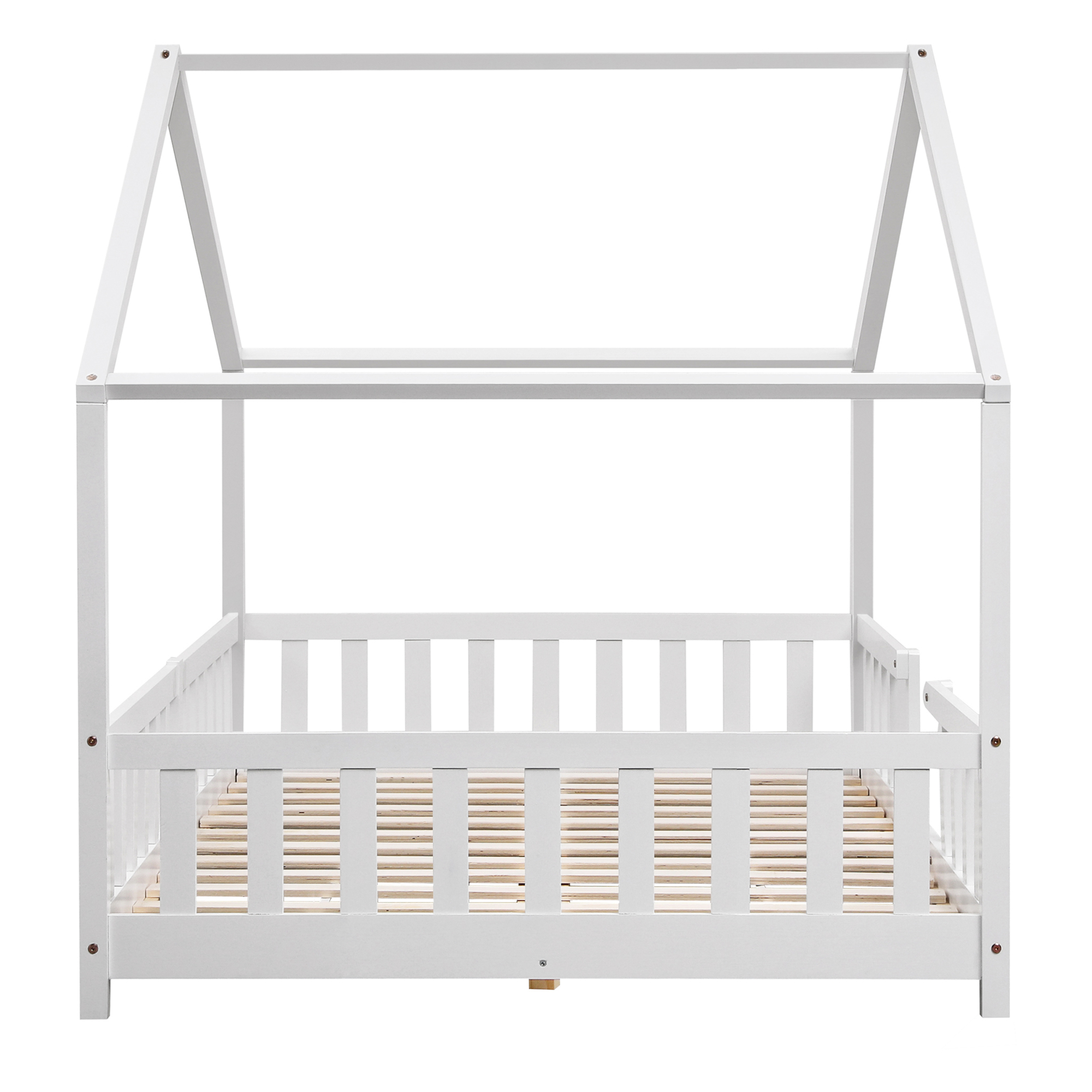 Pat copii tip căsuță Treviolo 120x200 cm alb, din lemn