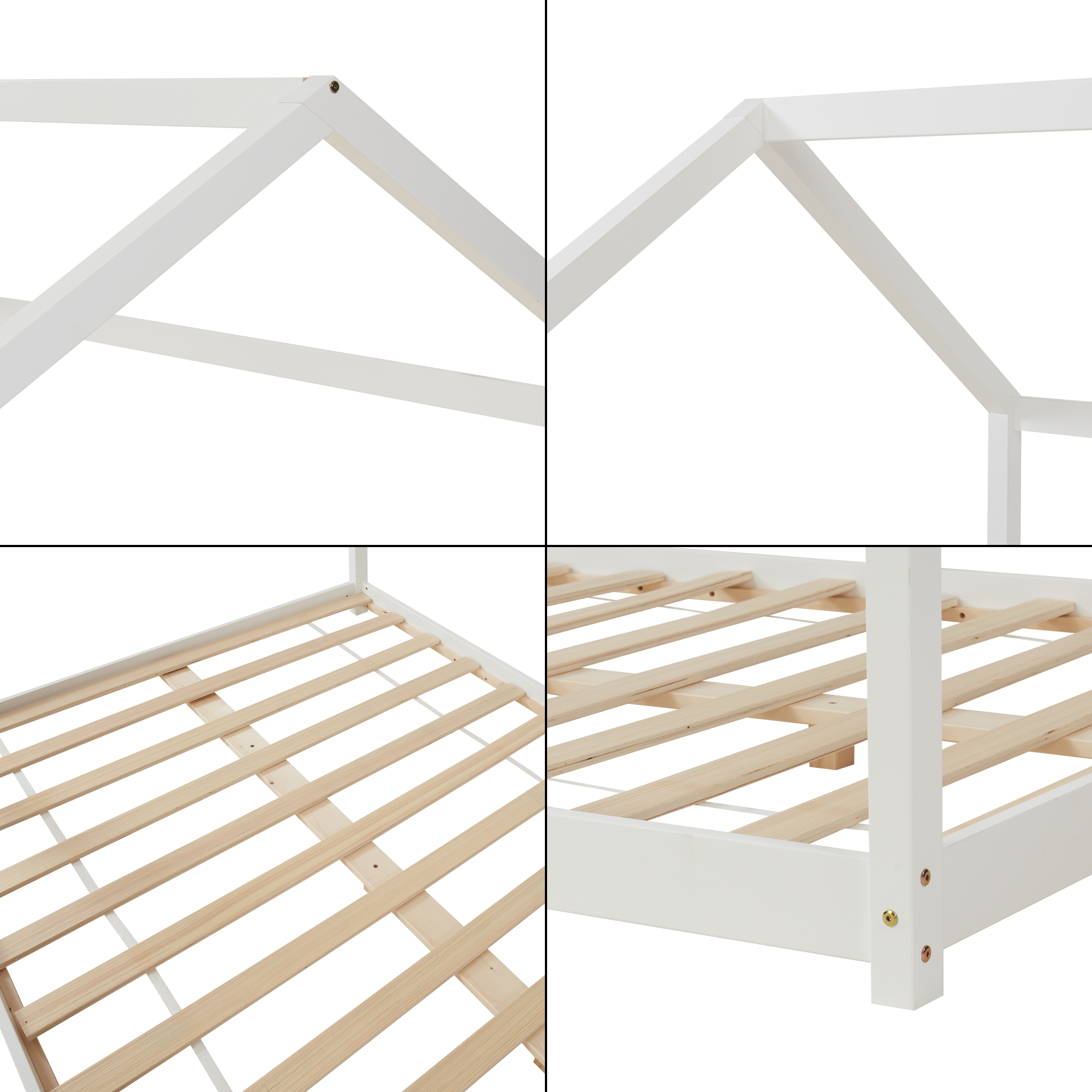 Pat copii tip căsuță Cerro 120x200 cm, alb, din lemn
