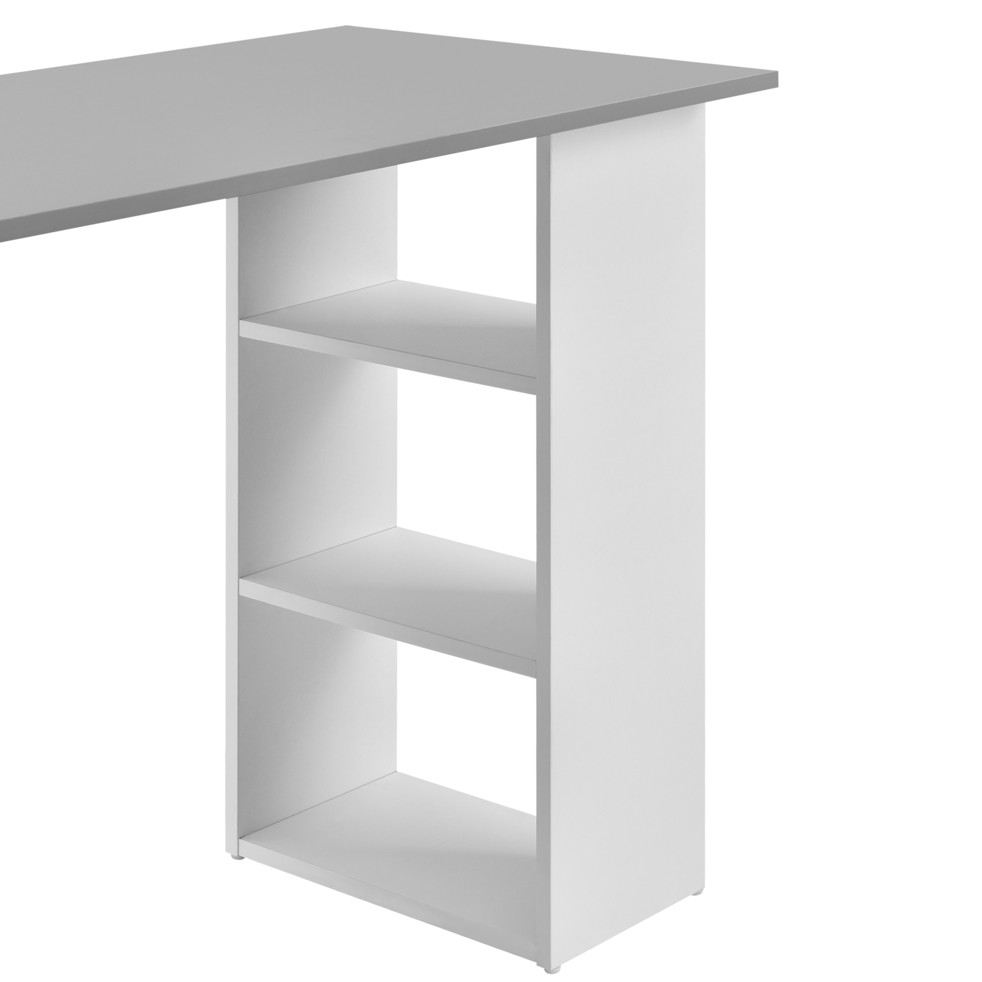 Birou Lemberg 120x50x72 cm cu 3 sertare si rafturi, alb/gri